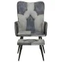 Gray canvas and genuine leather armchair with footrest by vidaXL, Armchairs - Ref: Foro24-339677, Price: 104,00 €, Discount: %