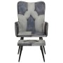 Sillón con reposapiés lona y cuero auténtico gris de vidaXL, Sillones - Ref: Foro24-339677, Precio: 104,51 €