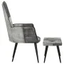 Gray canvas and genuine leather armchair with footrest by vidaXL, Armchairs - Ref: Foro24-339677, Price: 104,00 €, Discount: %