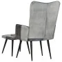 Gray canvas and genuine leather armchair with footrest by vidaXL, Armchairs - Ref: Foro24-339677, Price: 104,00 €, Discount: %