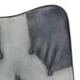 Sillón con reposapiés lona y cuero auténtico gris de vidaXL, Sillones - Ref: Foro24-339677, Precio: 103,85 €, Descuento: %