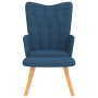 Silla de relajación con reposapiés tela azul