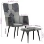 Gray canvas and genuine leather armchair with footrest by vidaXL, Armchairs - Ref: Foro24-339677, Price: 104,00 €, Discount: %