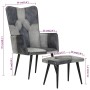 Sillón con reposapiés lona y cuero auténtico gris de vidaXL, Sillones - Ref: Foro24-339677, Precio: 104,51 €