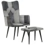 Gray canvas and genuine leather armchair with footrest by vidaXL, Armchairs - Ref: Foro24-339677, Price: 104,00 €, Discount: %
