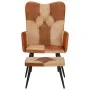 Armchair with footrest in genuine leather and brown canvas by vidaXL, Armchairs - Ref: Foro24-339675, Price: 99,18 €, Discoun...