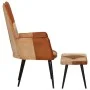 Armchair with footrest in genuine leather and brown canvas by vidaXL, Armchairs - Ref: Foro24-339675, Price: 99,18 €, Discoun...