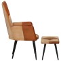 Sessel mit Fußstütze aus echtem Leder und braunem Canvas von vidaXL, Sessel - Ref: Foro24-339675, Preis: 100,31 €, Rabatt: %