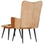 Armchair with footrest in genuine leather and brown canvas by vidaXL, Armchairs - Ref: Foro24-339675, Price: 99,18 €, Discoun...