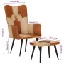 Armchair with footrest in genuine leather and brown canvas by vidaXL, Armchairs - Ref: Foro24-339675, Price: 99,18 €, Discoun...