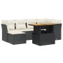 Set de comedor de jardín 7 pzas y cojines ratán sintético negro
