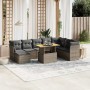 Set de muebles de jardín 9 pzas y cojines ratán sintético gris
