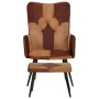 Sessel mit Fußstütze aus echtem Leder und braunem Canvas von vidaXL, Sessel - Ref: Foro24-339676, Preis: 100,43 €, Rabatt: %