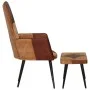 Armchair with footrest in genuine leather and brown canvas by vidaXL, Armchairs - Ref: Foro24-339676, Price: 99,37 €, Discoun...