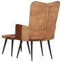 Sessel mit Fußstütze aus echtem Leder und braunem Canvas von vidaXL, Sessel - Ref: Foro24-339676, Preis: 100,43 €, Rabatt: %