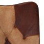 Sessel mit Fußstütze aus echtem Leder und braunem Canvas von vidaXL, Sessel - Ref: Foro24-339676, Preis: 100,43 €, Rabatt: %