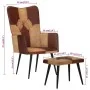 Armchair with footrest in genuine leather and brown canvas by vidaXL, Armchairs - Ref: Foro24-339676, Price: 99,37 €, Discoun...