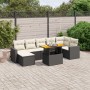 Set de sofás de jardín 8 piezas y cojines ratán sintético negro