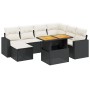 Set de sofás de jardín 8 piezas y cojines ratán sintético negro