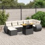 Set de sofás de jardín 8 piezas y cojines ratán sintético negro