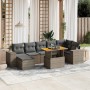 Set de sofás de jardín 8 pzas y cojines ratán sintético gris
