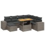 Set de sofás de jardín 8 pzas y cojines ratán sintético gris