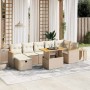Juego de sofás de jardín con cojines beige 8 pzas ratán PE