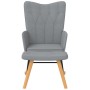 Silla mecedora con reposapiés tela gris claro