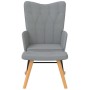 Silla mecedora con reposapiés tela gris claro