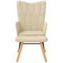 Silla mecedora con reposapiés tela color crema