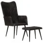 Schwarzer Ohrensessel aus echtem Leder mit Fußstütze von vidaXL, Sessel - Ref: Foro24-339666, Preis: 121,07 €, Rabatt: %