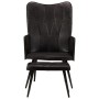 Schwarzer Ohrensessel aus echtem Leder mit Fußstütze von vidaXL, Sessel - Ref: Foro24-339666, Preis: 123,03 €, Rabatt: %