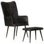 Schwarzer Ohrensessel aus echtem Leder mit Fußstütze von vidaXL, Sessel - Ref: Foro24-339666, Preis: 121,07 €, Rabatt: %
