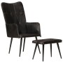 Schwarzer Ohrensessel aus echtem Leder mit Fußstütze von vidaXL, Sessel - Ref: Foro24-339666, Preis: 123,03 €, Rabatt: %