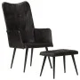 Schwarzer Ohrensessel aus echtem Leder mit Fußstütze von vidaXL, Sessel - Ref: Foro24-339666, Preis: 121,07 €, Rabatt: %