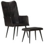 Sillón orejero con reposapiés cuero auténtico negro de vidaXL, Sillones - Ref: Foro24-339666, Precio: 122,95 €