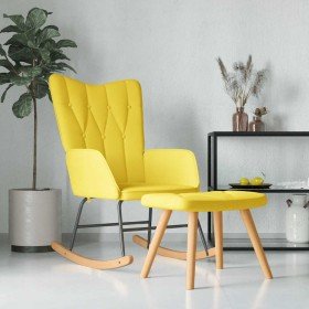 Silla mecedora con reposapiés tela amarillo mostaza Silla mecedora con reposapiés tela amarillo mostaza