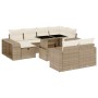 Set de sofás de jardín 11pzas con cojines ratán sintético beige