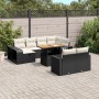 Set de sofás de jardín 11 pzas y cojines ratán sintético negro