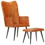 Brauner Ohrensessel aus echtem Leder mit Fußstütze von vidaXL, Sessel - Ref: Foro24-339663, Preis: 112,63 €, Rabatt: %