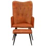 Brauner Ohrensessel aus echtem Leder mit Fußstütze von vidaXL, Sessel - Ref: Foro24-339663, Preis: 114,12 €, Rabatt: %