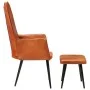 Brauner Ohrensessel aus echtem Leder mit Fußstütze von vidaXL, Sessel - Ref: Foro24-339663, Preis: 112,63 €, Rabatt: %