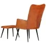 Brauner Ohrensessel aus echtem Leder mit Fußstütze von vidaXL, Sessel - Ref: Foro24-339663, Preis: 112,63 €, Rabatt: %
