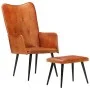 Brauner Ohrensessel aus echtem Leder mit Fußstütze von vidaXL, Sessel - Ref: Foro24-339663, Preis: 112,63 €, Rabatt: %