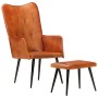 Brauner Ohrensessel aus echtem Leder mit Fußstütze von vidaXL, Sessel - Ref: Foro24-339663, Preis: 114,12 €, Rabatt: %
