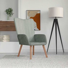 Sillón de relax de terciopelo gris claro Sillón de relax de terciopelo gris claro