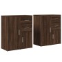 Aparador de madera de ingeniería 2 uds marrón roble 60x31x70 cm
