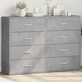 Aparadores 2 uds madera de ingeniería gris hormigón 60x31x84 cm Aparadores 2 uds madera de ingeniería gris hormigón 60x31x84 cm