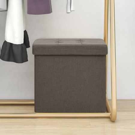 Klappbarer Aufbewahrungshocker aus braunem Synthetikleinen von vidaXL, Klapphocker und Stühle - Ref: Foro24-338765, Preis: 26...