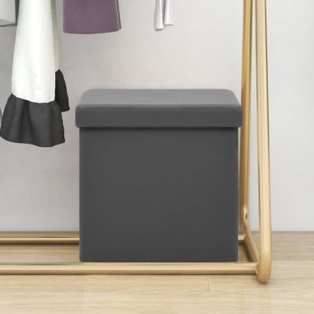 Grauer, zusammenklappbarer Aufbewahrungshocker aus PVC von vidaXL, Klapphocker und Stühle - Ref: Foro24-338782, Preis: 25,94 ...